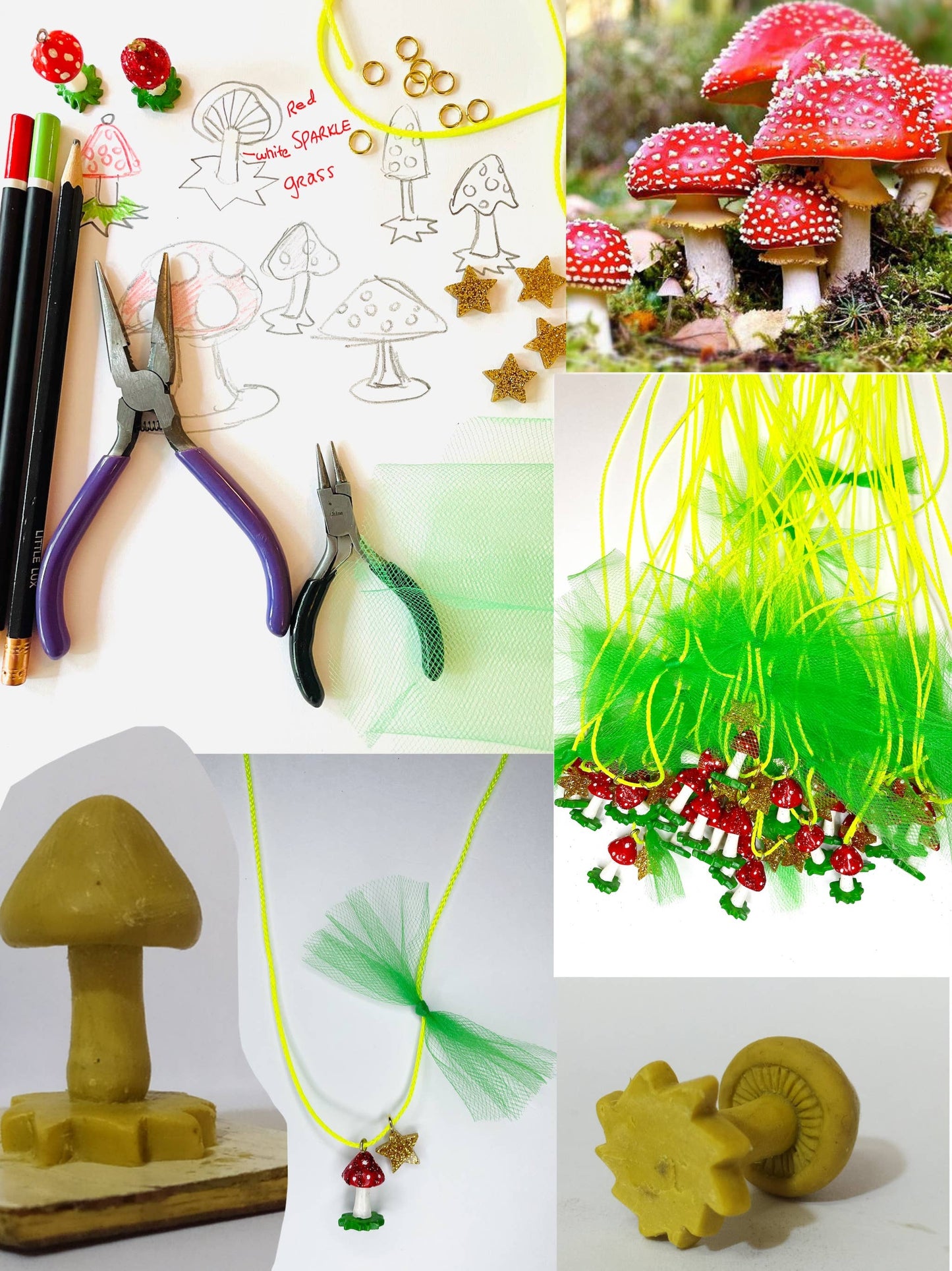 "Glitter Mushroom" Necklace