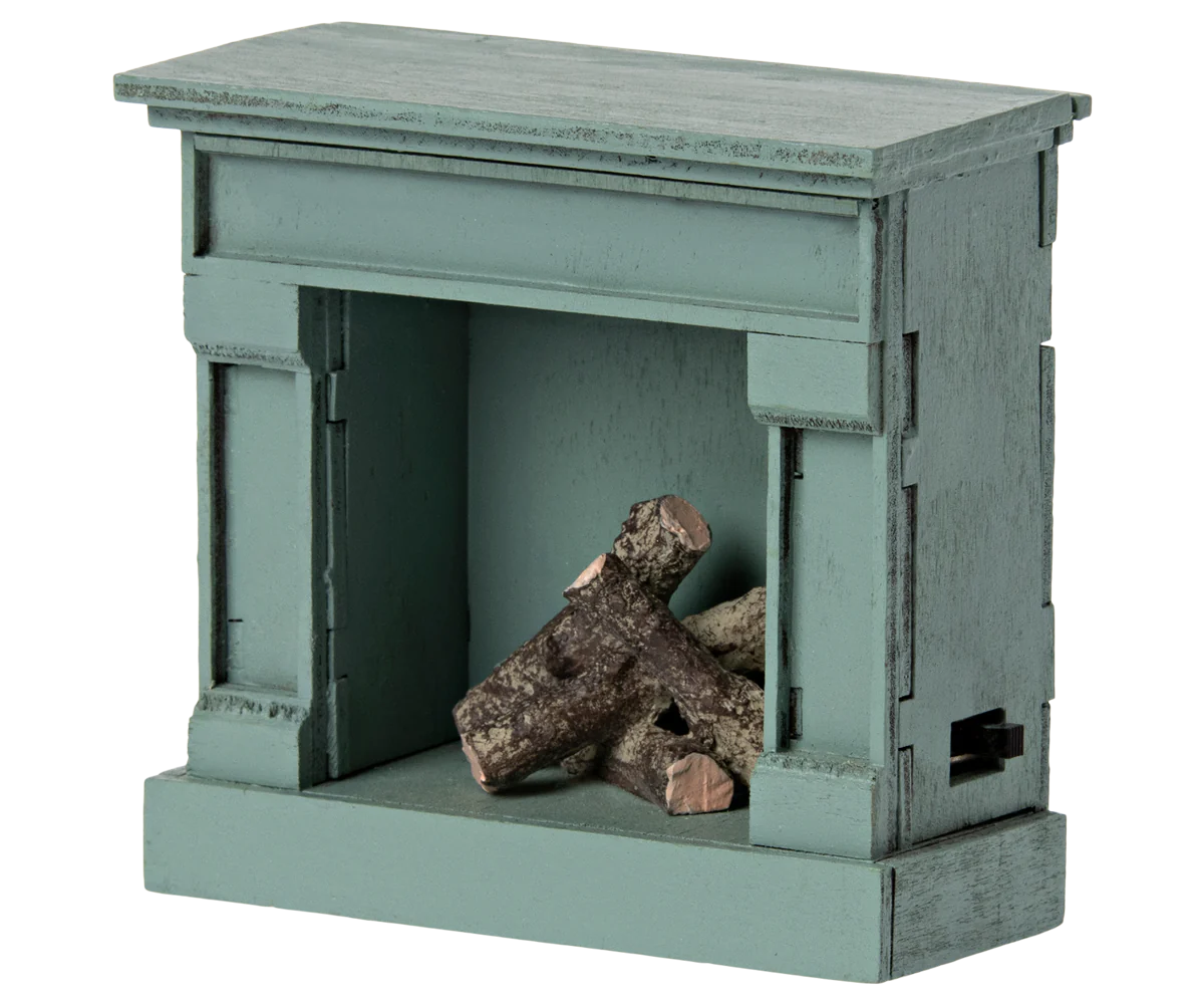 Miniature Fireplace- Mouse Size Vintage Blue