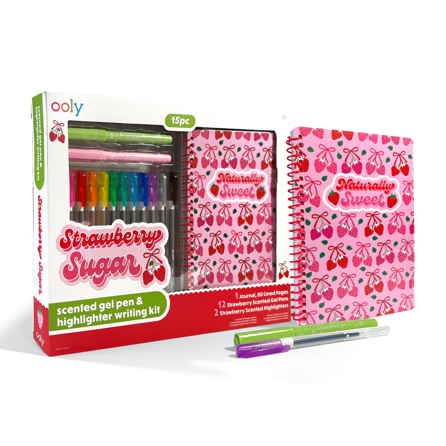 Strawberry Sugar: Scented Gel Pen & Highlighter Writing Kit
