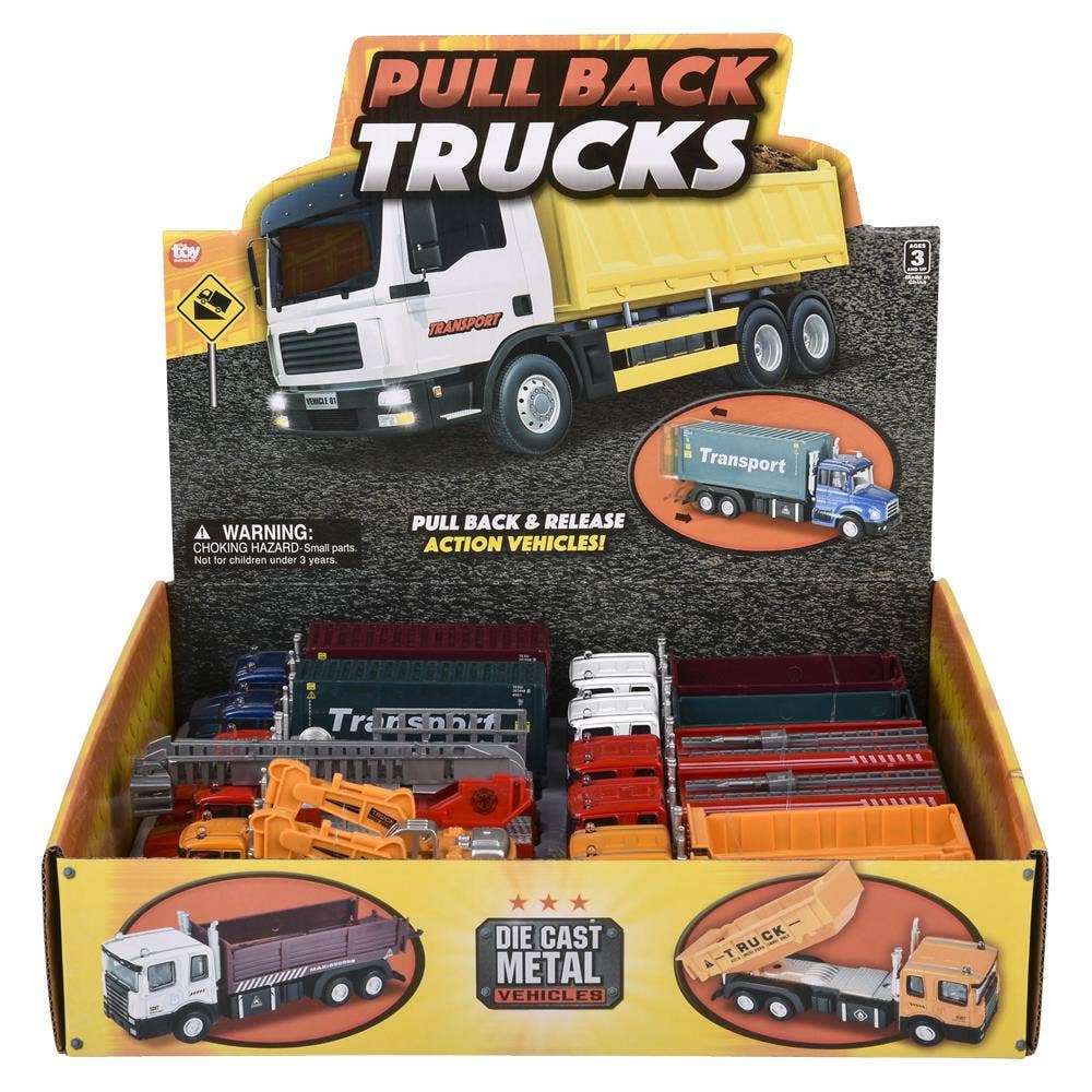 6" Diecast Pull Back Truck Assortment 12/Disp