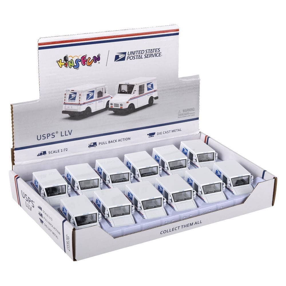 2.5" Diecast Pull Back Mini Postal Carrier Truck 12Ct