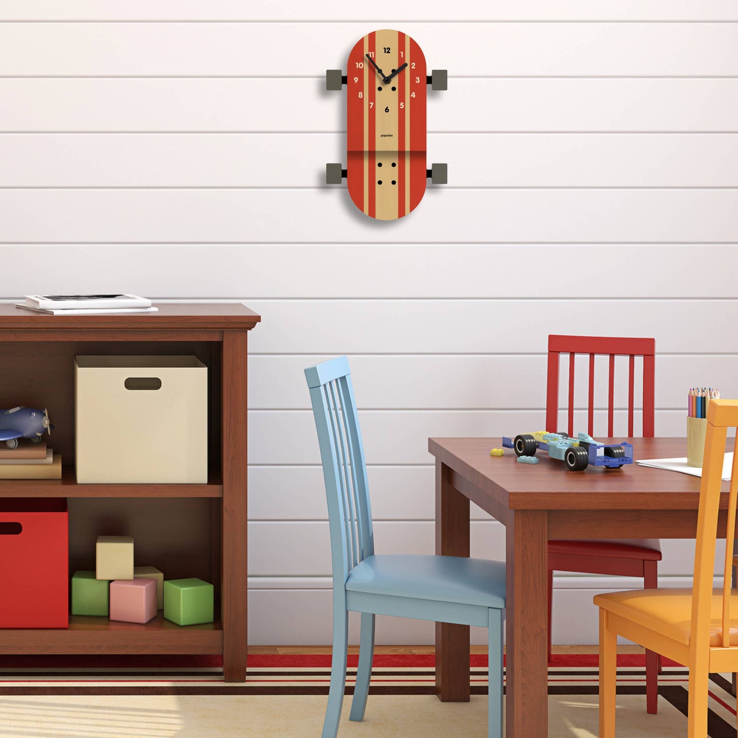 Skateboard Pendulum Clock - Wood
