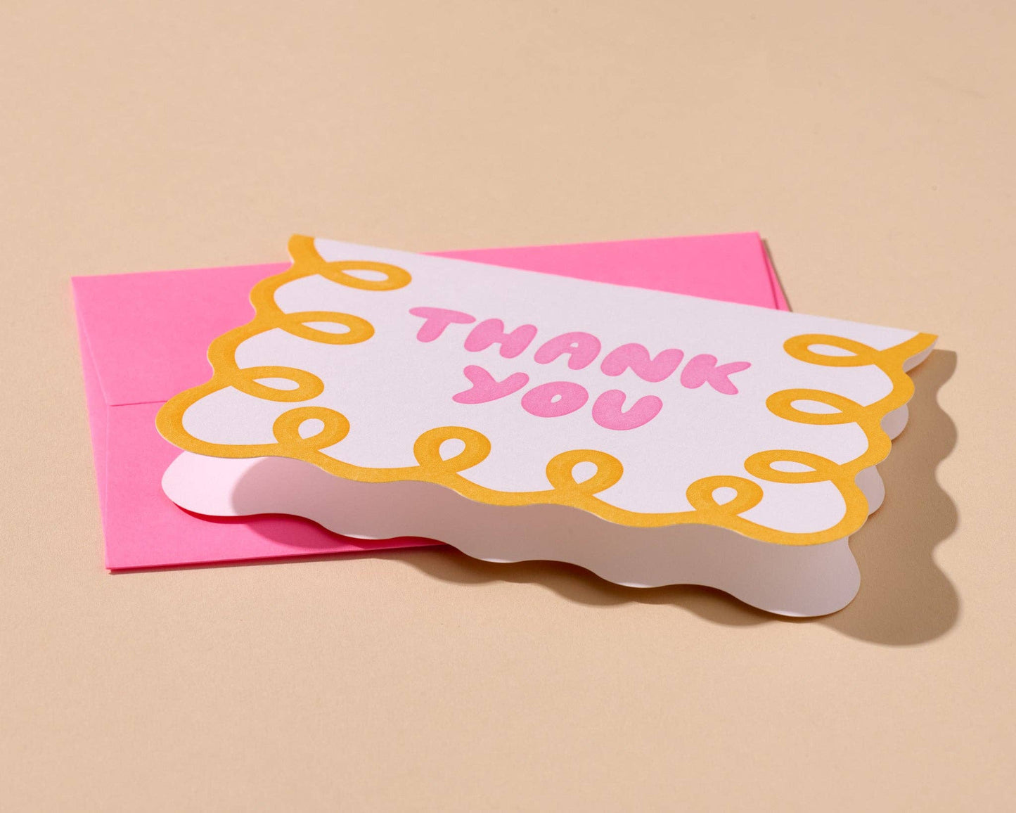 Box Set—Letterpress Scallop Thank You Notecard—Coquette Pink