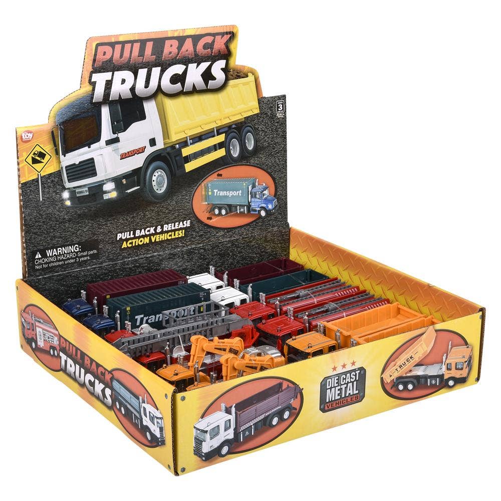 6" Diecast Pull Back Truck Assortment 12/Disp