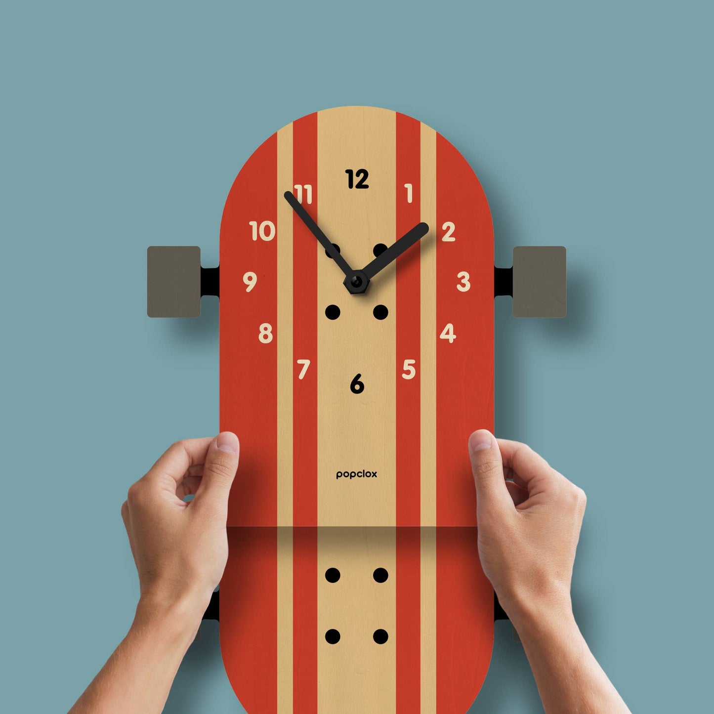 Skateboard Pendulum Clock - Wood
