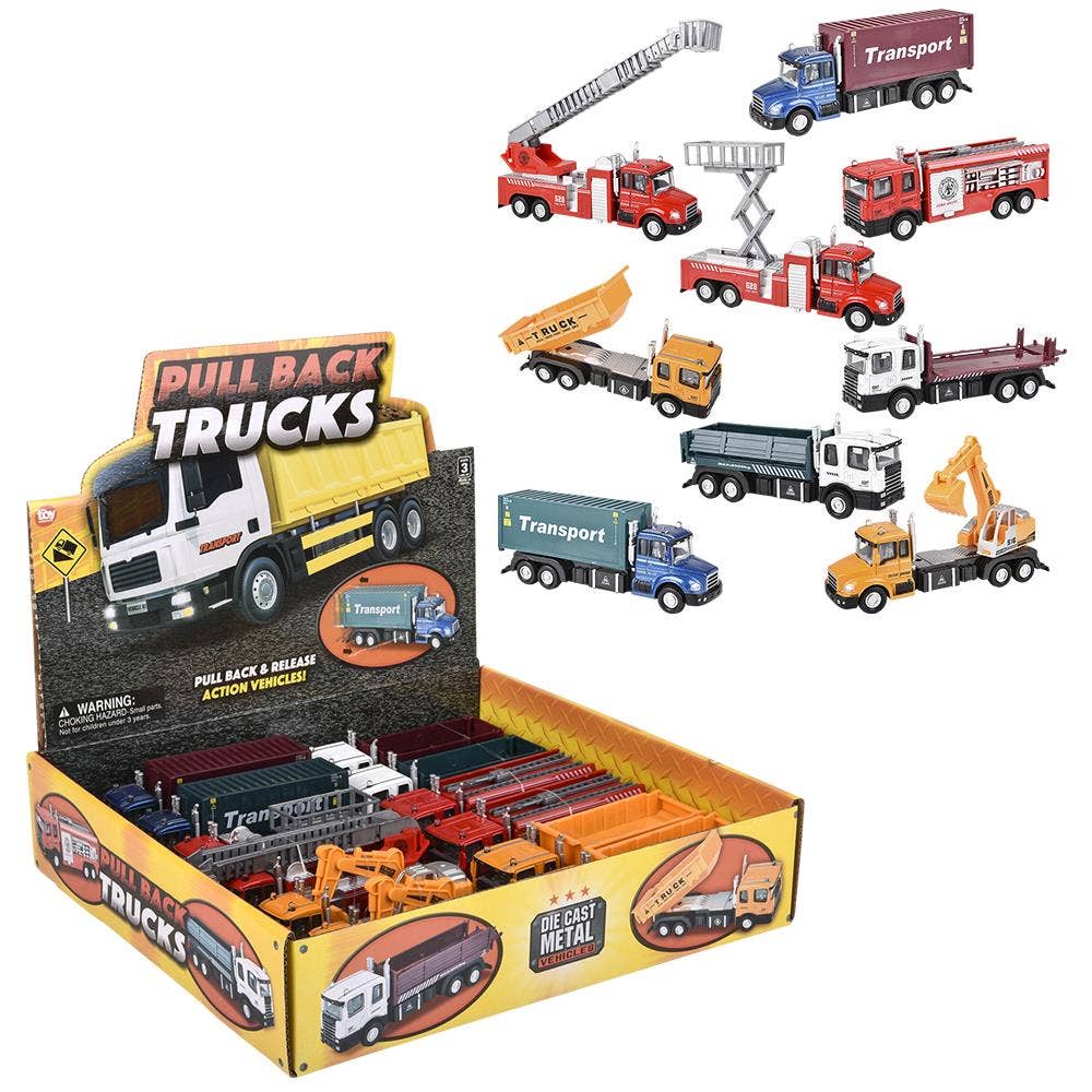 6" Diecast Pull Back Truck Assortment 12/Disp