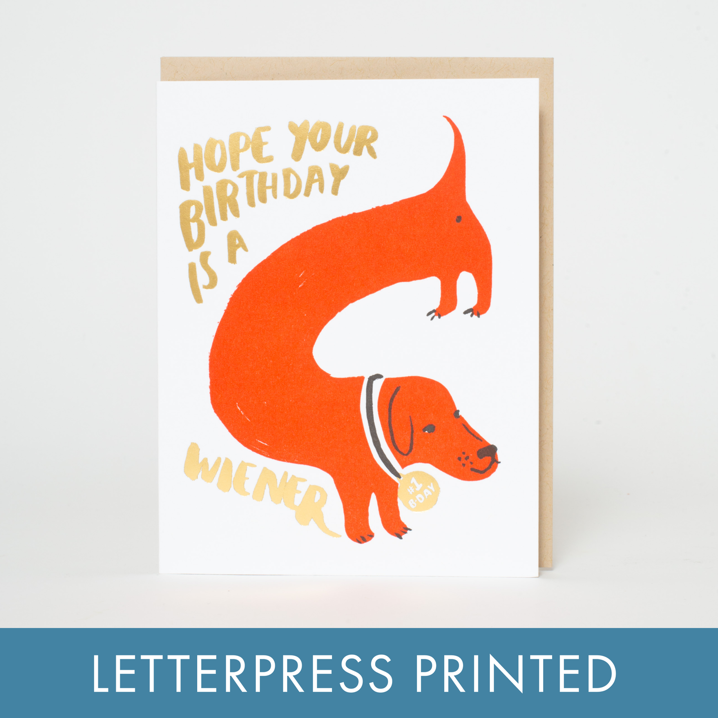 Wiener Birthday Dog Letterpress Greeting Card by Egg Press