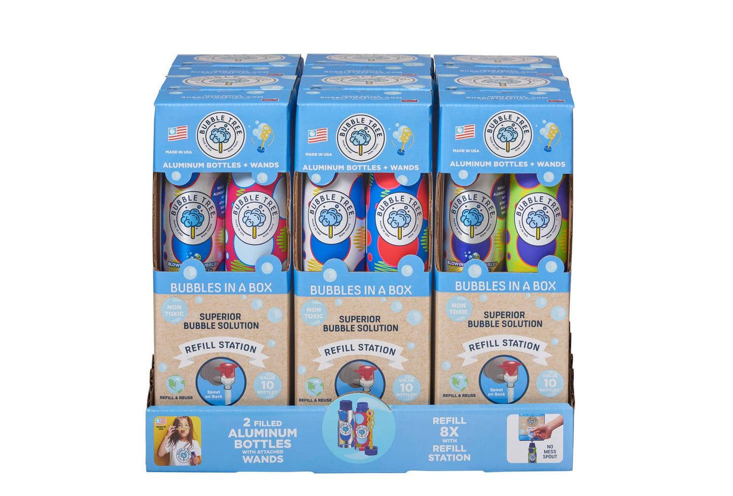 1 Liter 2 Bottle Refillable Bubble System In PDQ