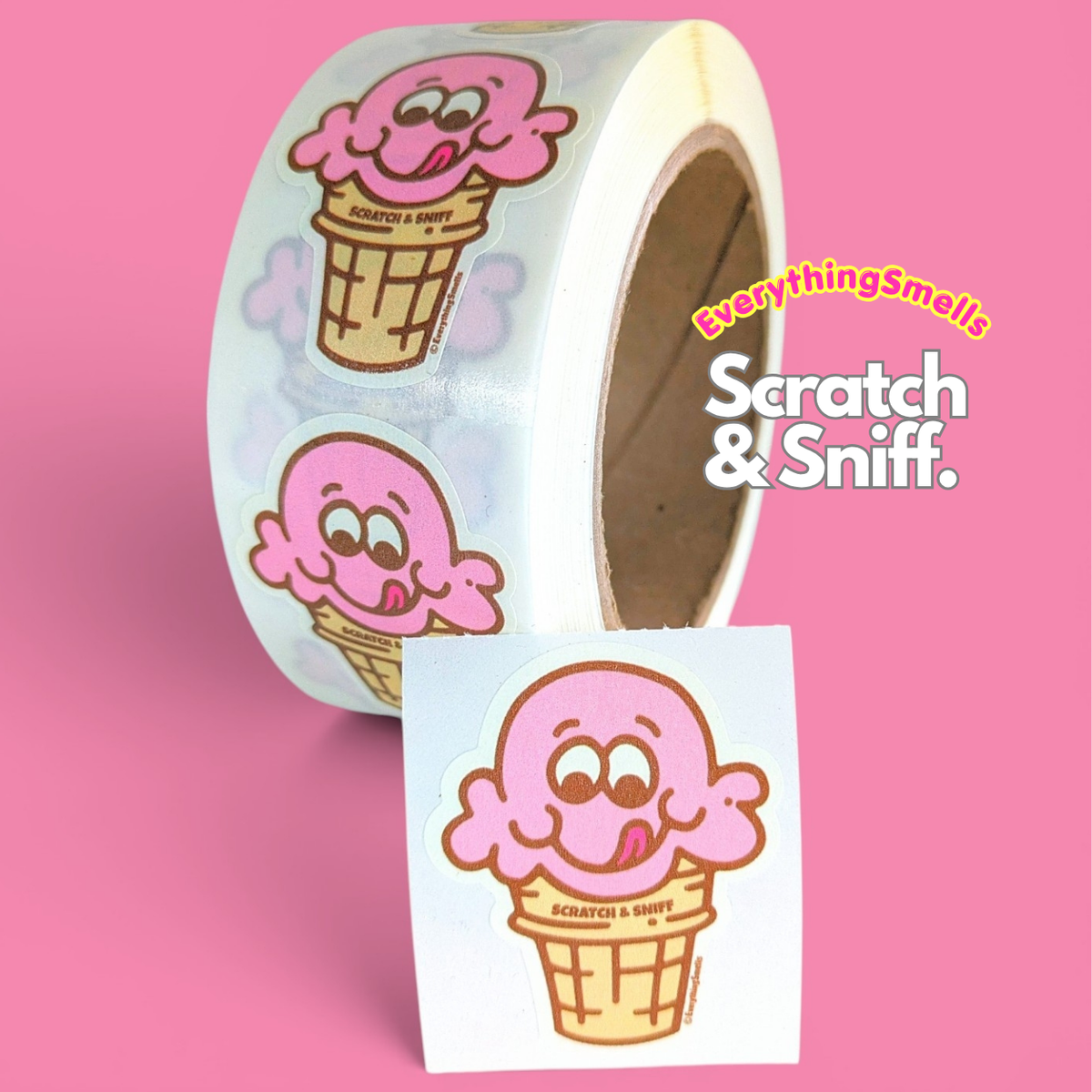 Strawberry Ice Cream Scratch & Sniff Sticker Roll (50)