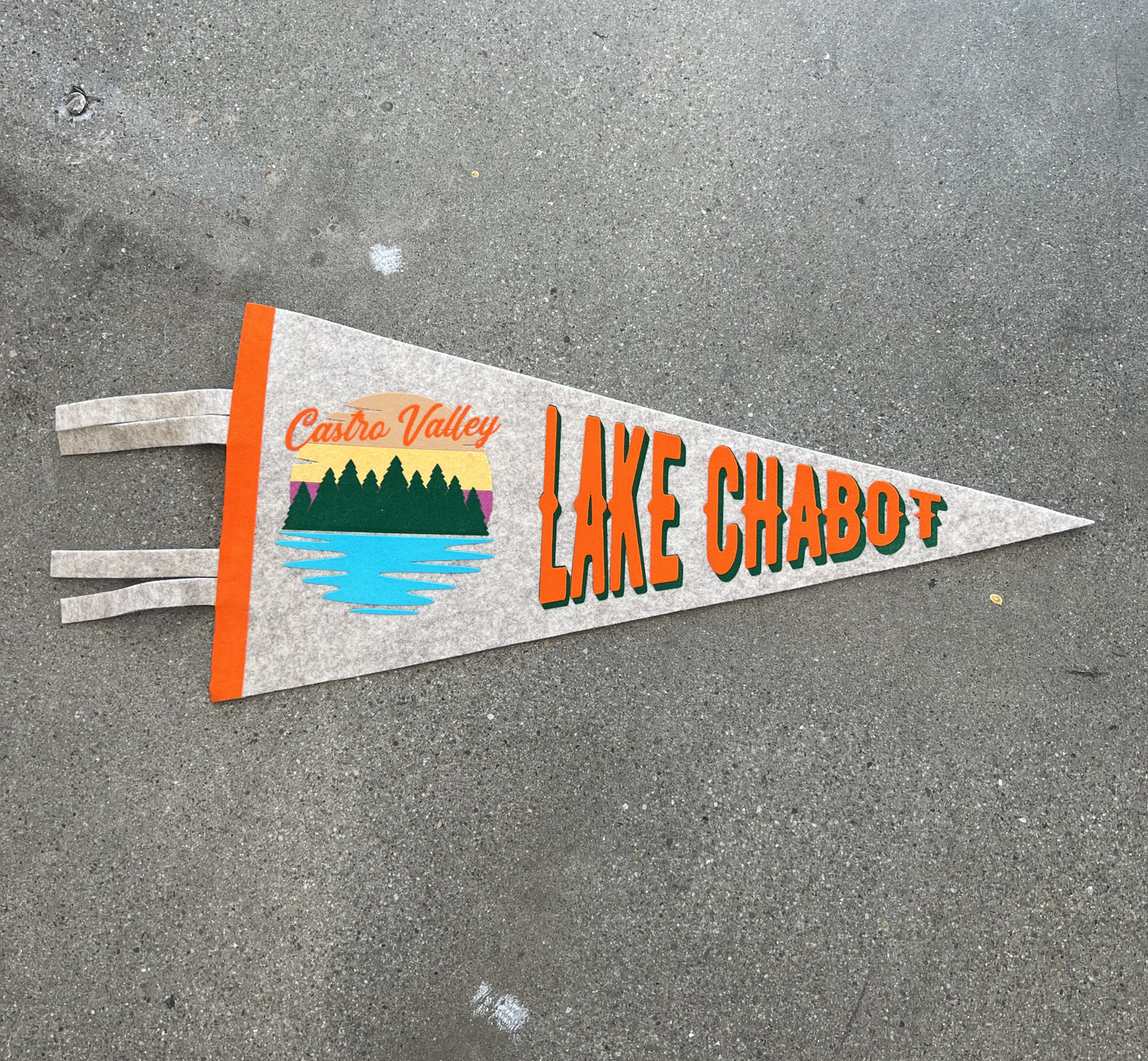 Lake Chabot Pennant 9x18 with orange edging