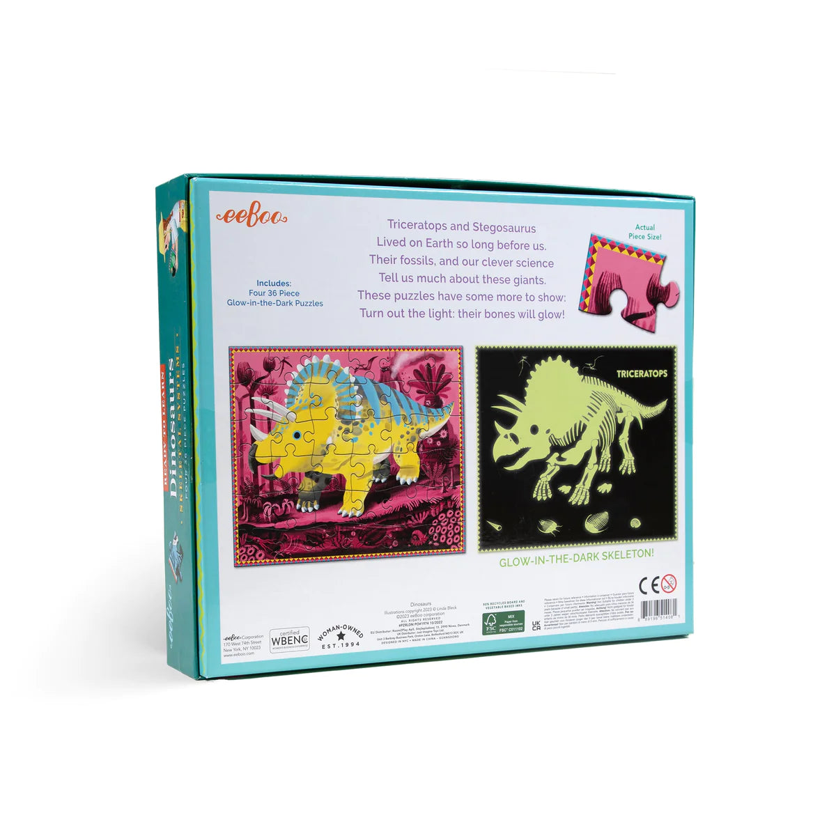 Dinosaurs Ready to Learn- 36 Piece, 4 Jigsaw Puzzle Set- GLOW IN THE DARK