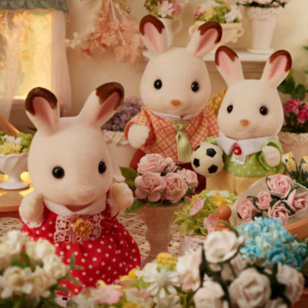 Calico Critter Chocolate Rabbit Family