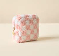 Teddy Pouch - Square Check Blush