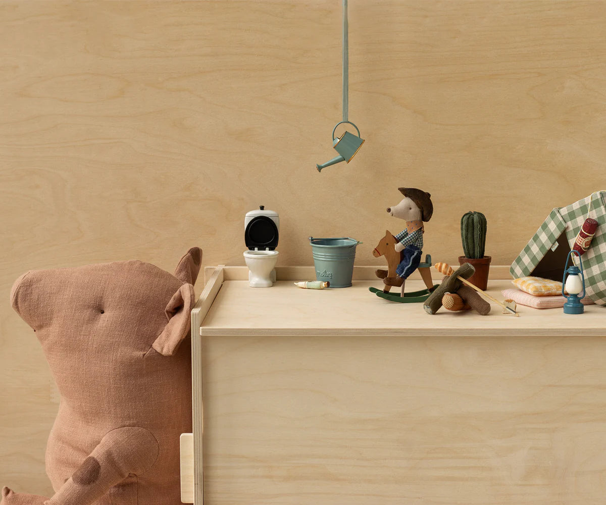 Cowboy mouse on rocking horse, Little brother