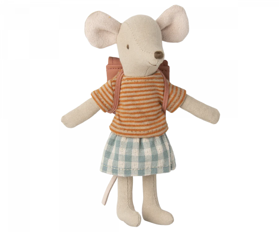 Tricycle mouse, big sister with bag - old rose