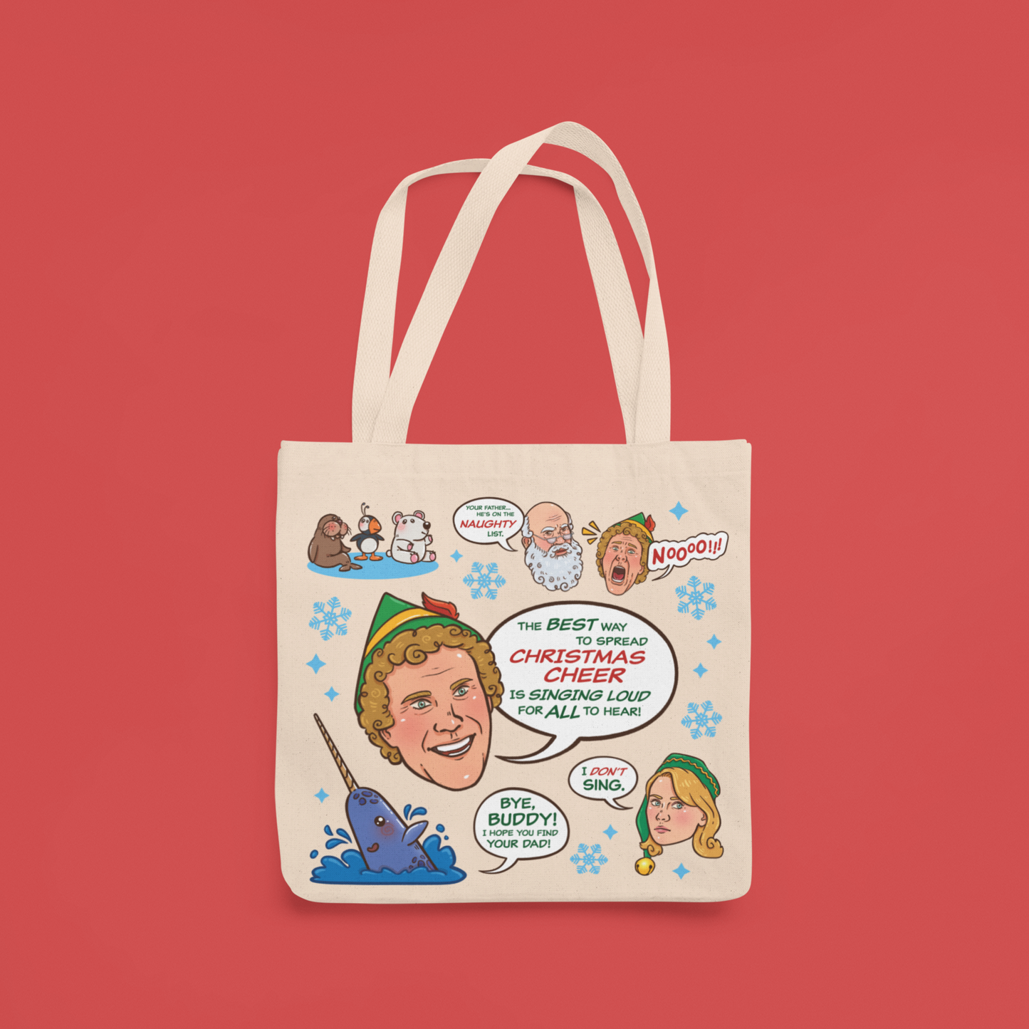 Elf Movie Quotes Tote Bag - Made in USA: Natural