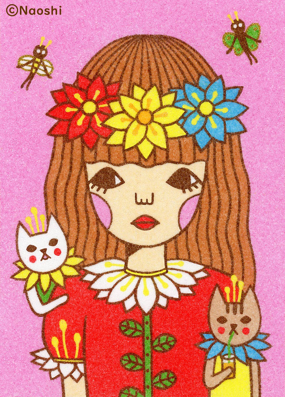 【5x7 Art Print】Flower Cats