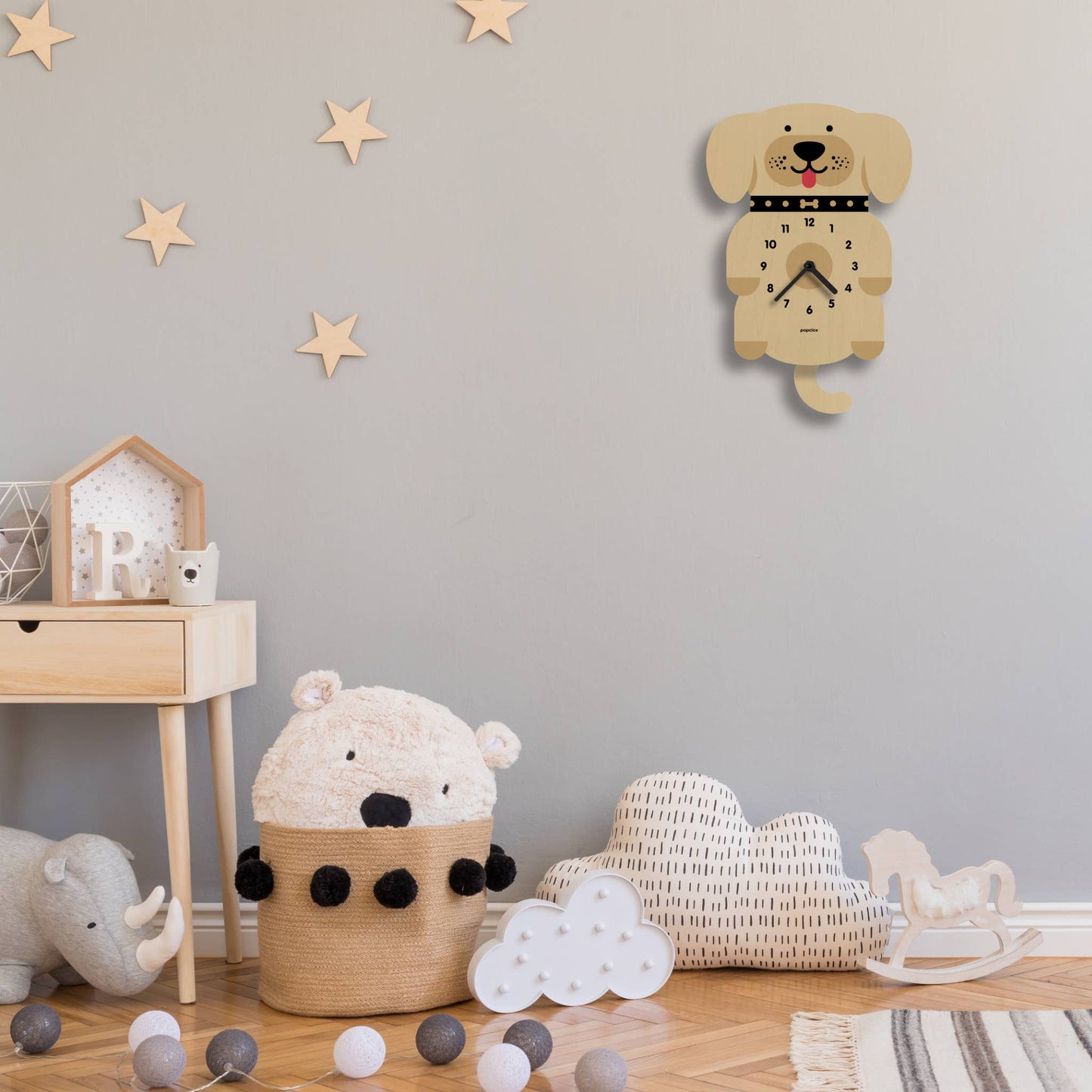 Puppy Pendulum Clock - Wood: Brown