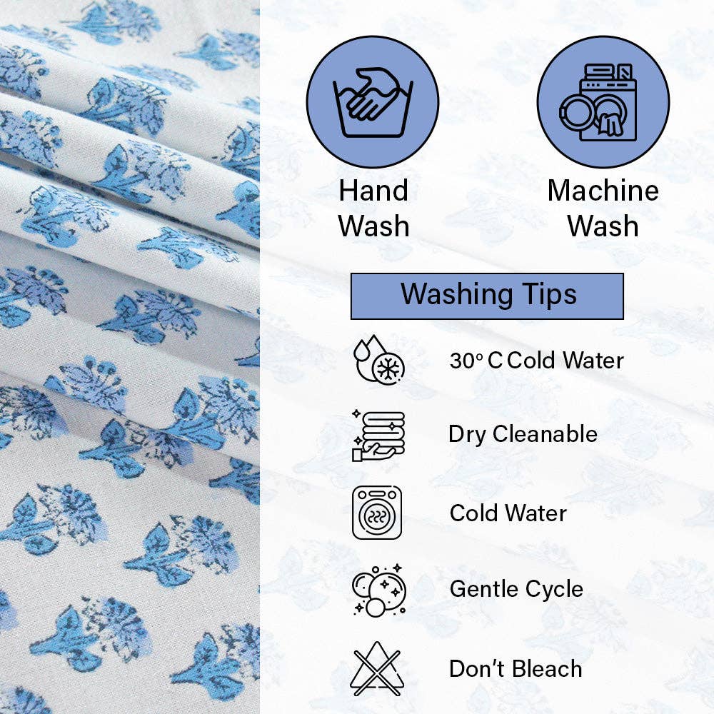 Apatite Blue Hand Block Printed Cotton tablecloth