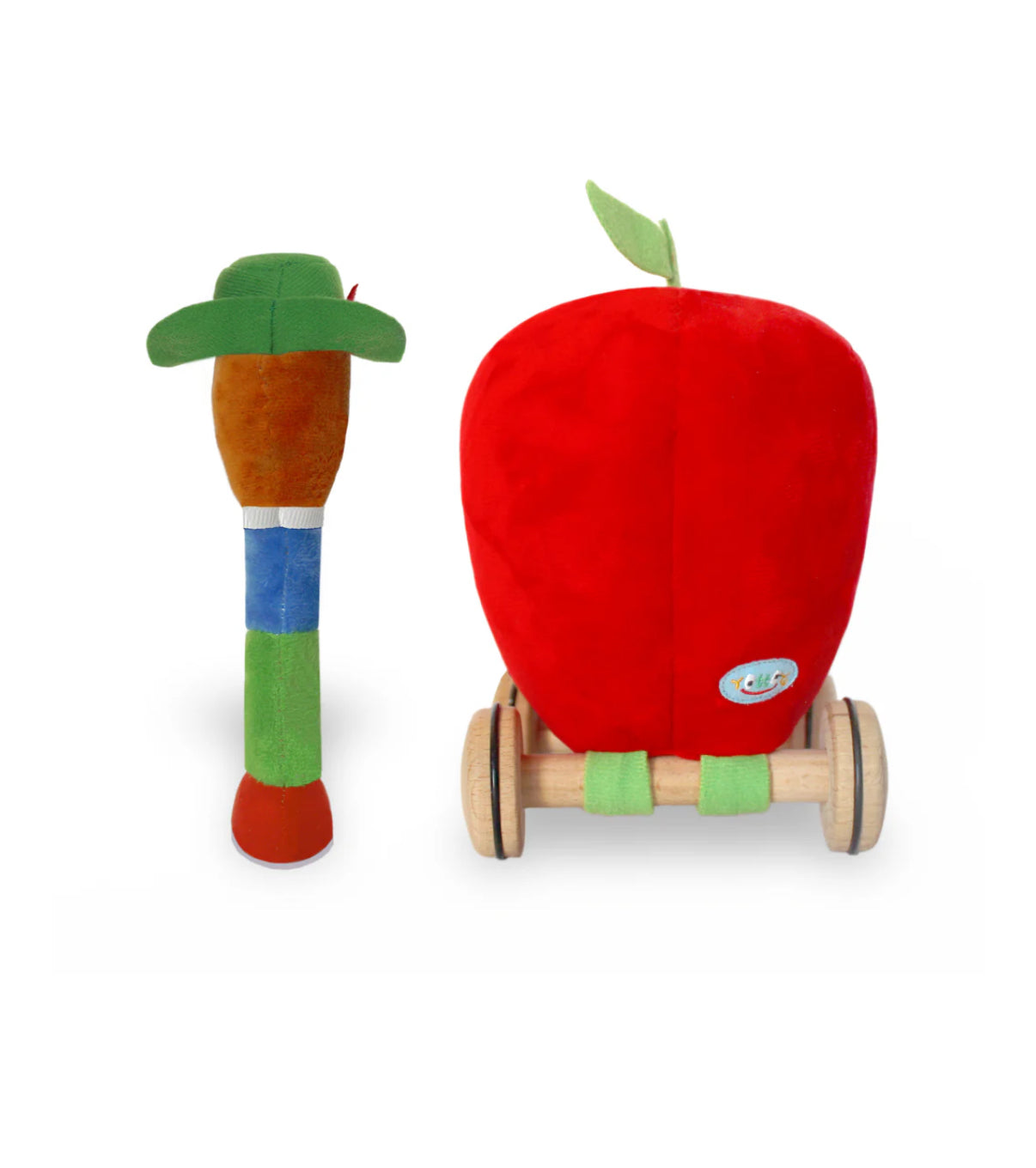 LOWLY WORM SOFT TOY WITH APPLECAR