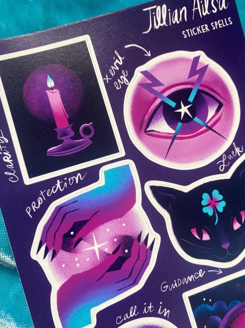 Sticker Spells - Luck, protection, guidance, clarity, witchy stickers