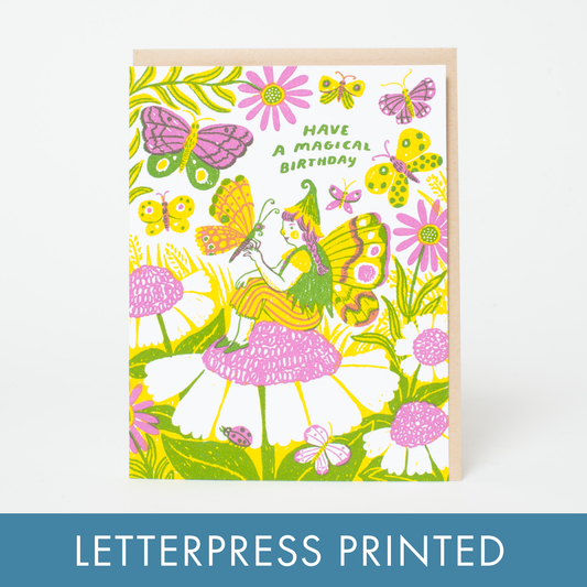 Magical Birthday Fairy Letterpress Greeting Card by Phoebe Wahl