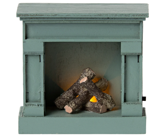 Miniature Fireplace- Mouse Size Vintage Blue