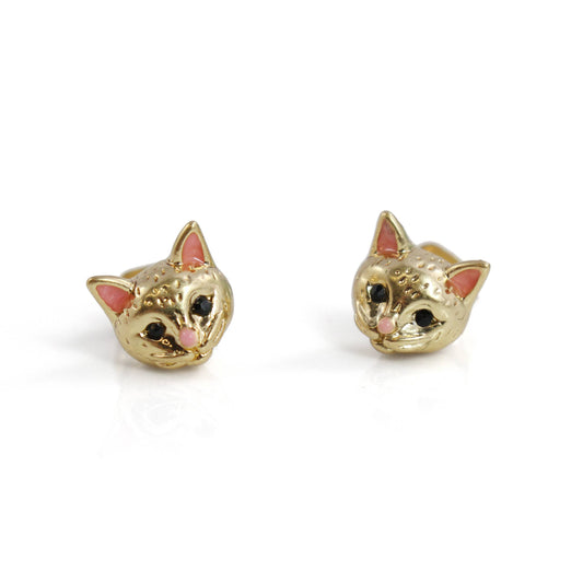 Kitten, Gold Earrings