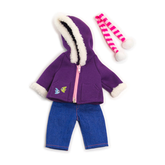 Cold Weather Purple Fleece Doll Outfit Set 12 5/8”