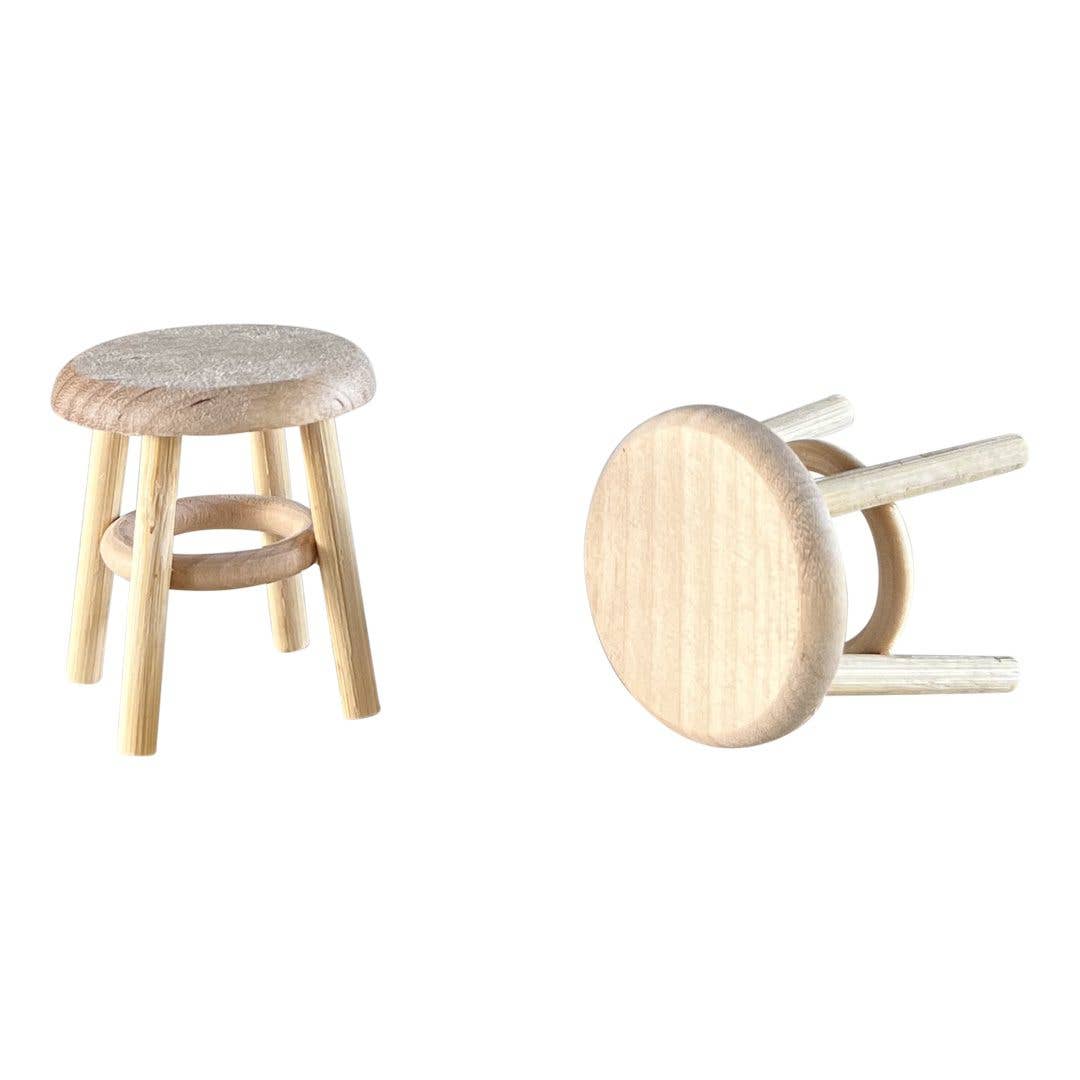 Dollhouse Wood Stool | Natural Wood