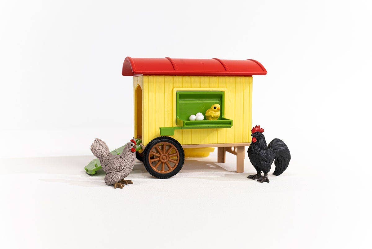 Mobile Chicken Coop Farm Figurine Toys Play Set