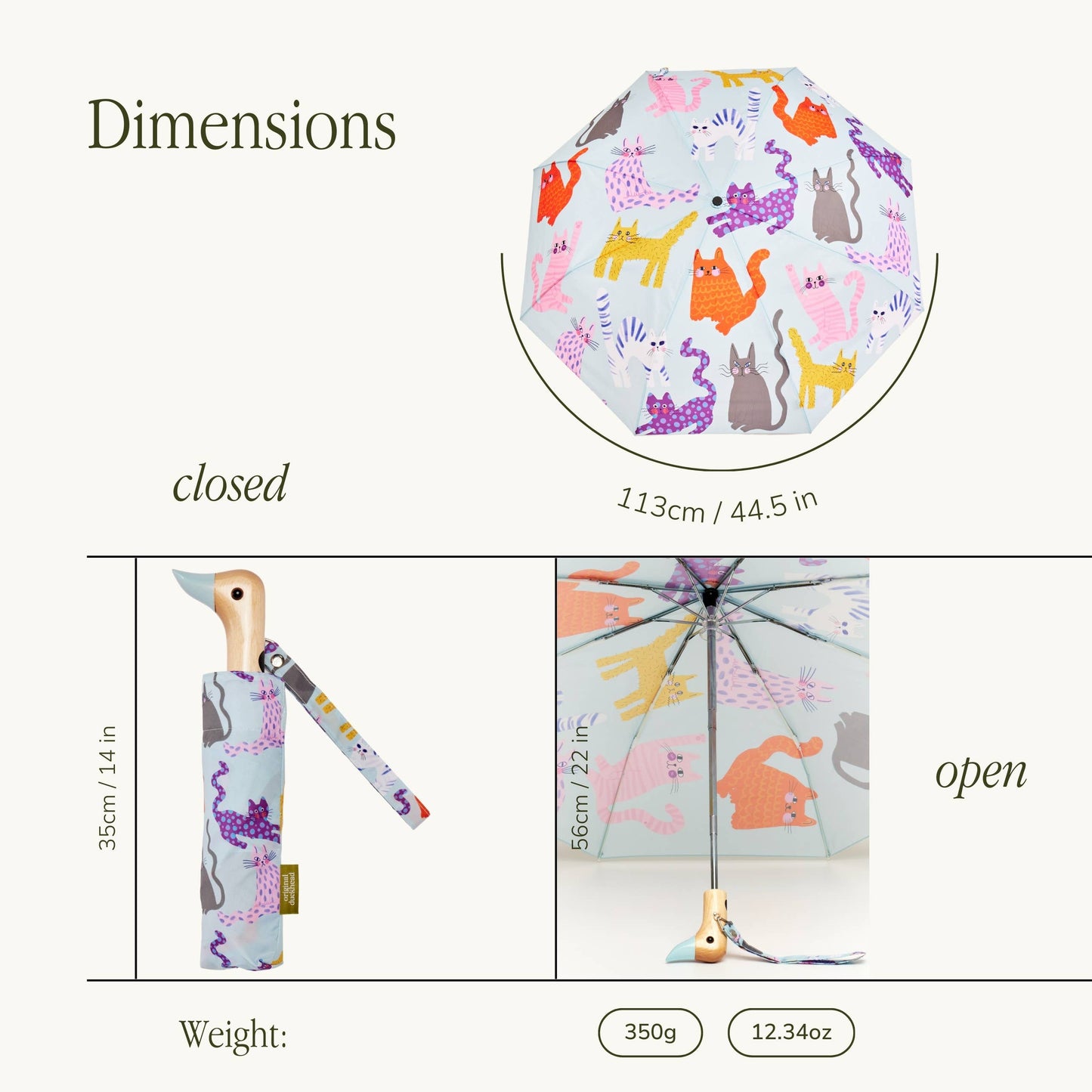 New! Multipack - Fuchsia/Lime/Ice Arty Cats Duck Umbrellas