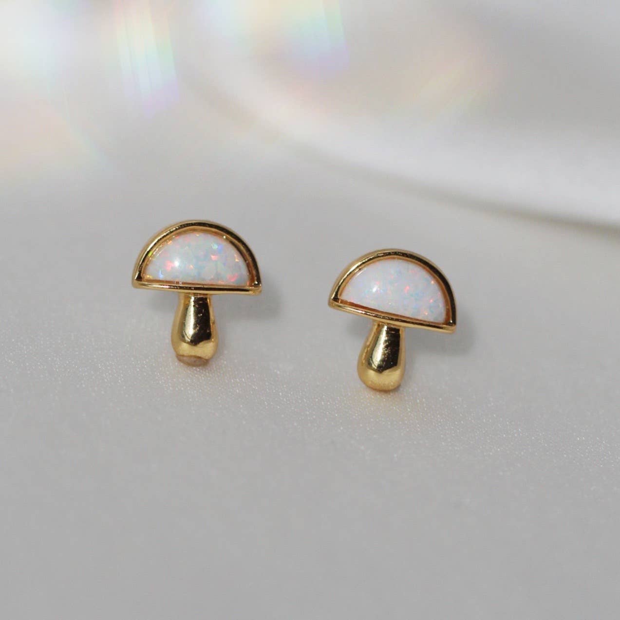 Opal Mushroom Stud Earrings
