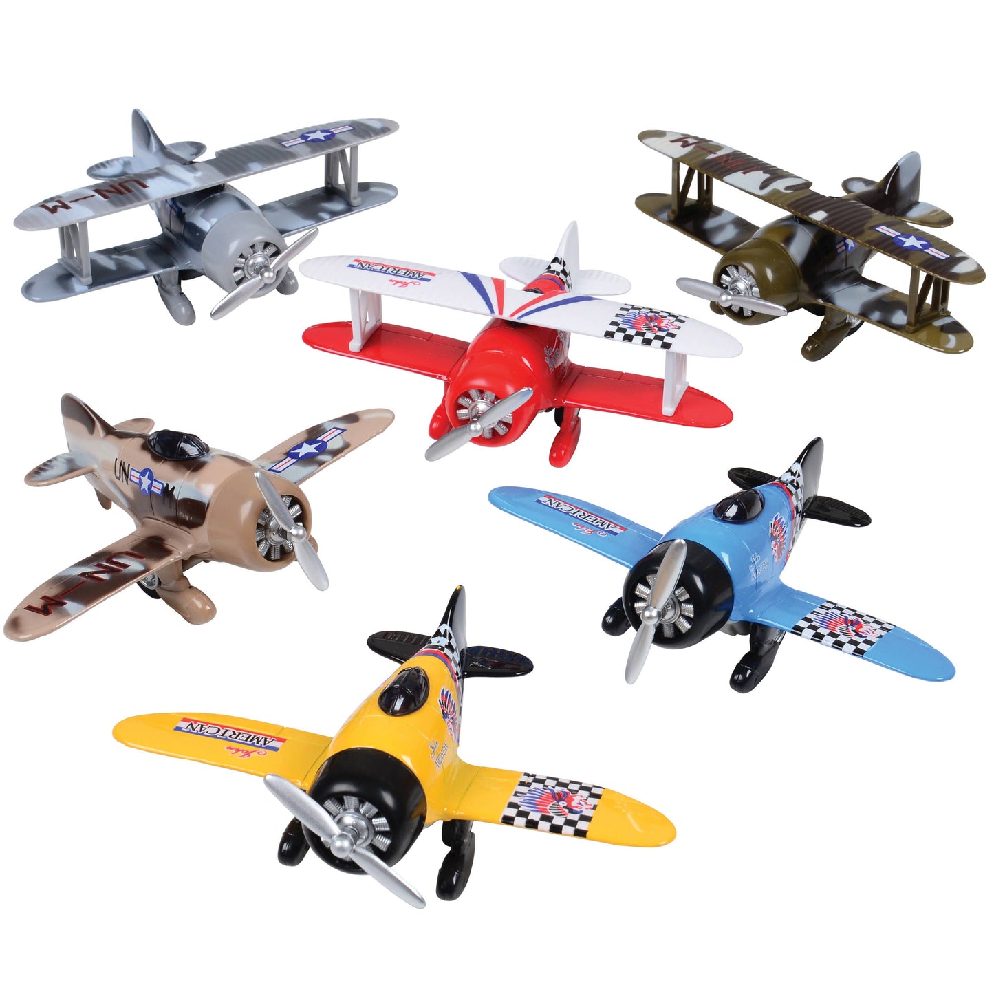 Classic Winged Die Cast Fighting Plane 6 Unit Display