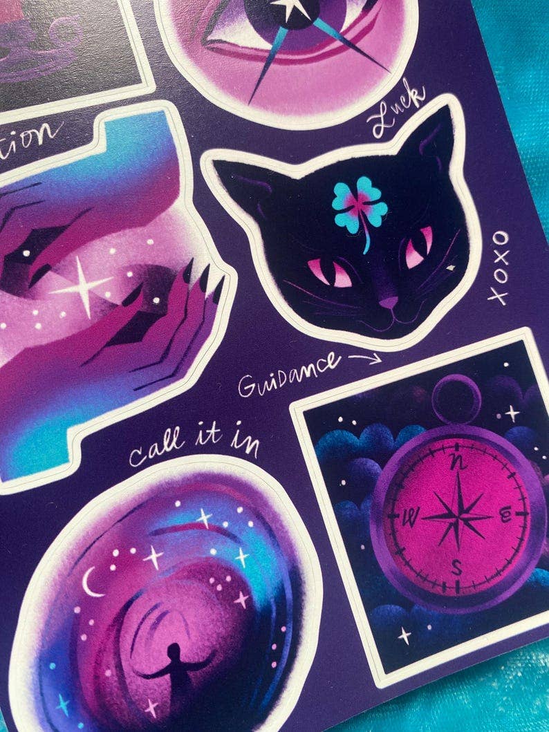 Sticker Spells - Luck, protection, guidance, clarity, witchy stickers