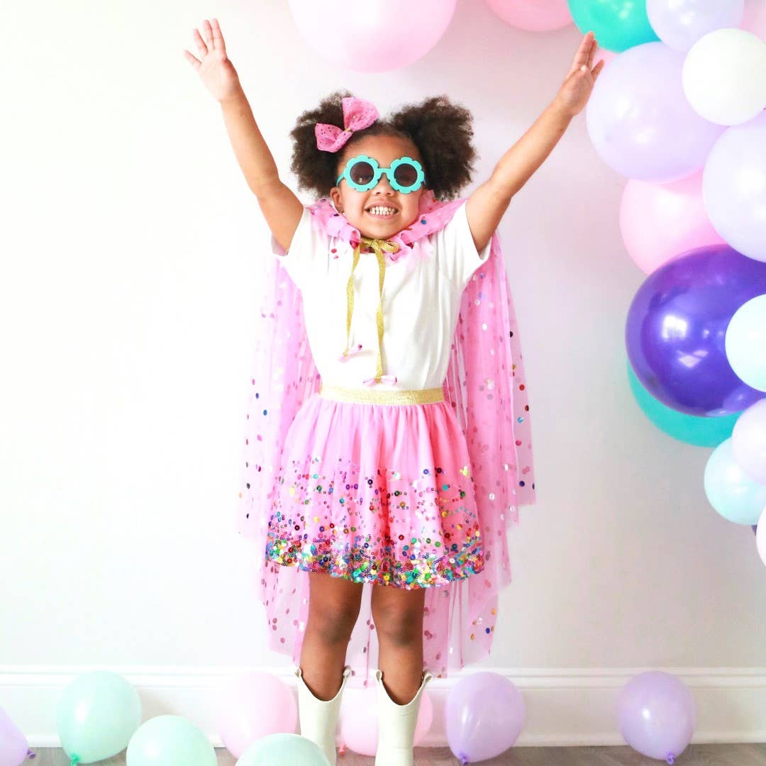 Raspberry Confetti Cape - Kids Dress Up Cape – The Prize Booth