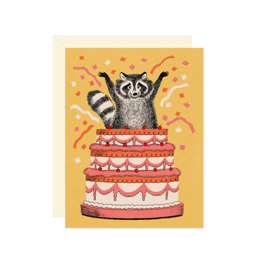 Raccoon Birthday Cake Card