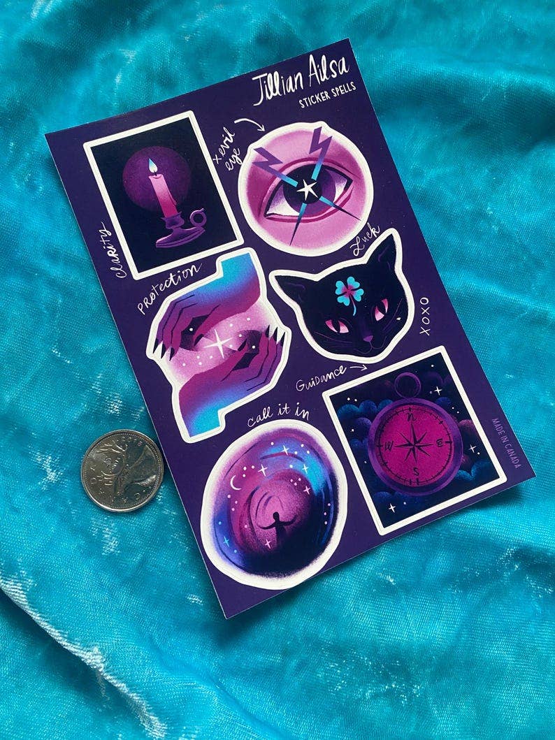 Sticker Spells - Luck, protection, guidance, clarity, witchy stickers