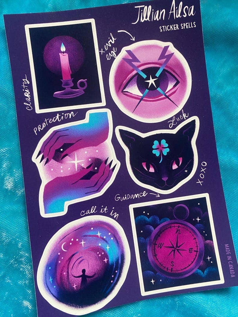 Sticker Spells - Luck, protection, guidance, clarity, witchy stickers