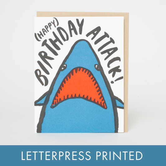 Shark Birthday Letterpress Greeting Card by Egg Press