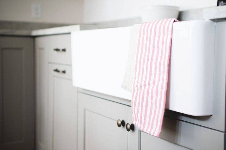 Red French Striped Dish Towel