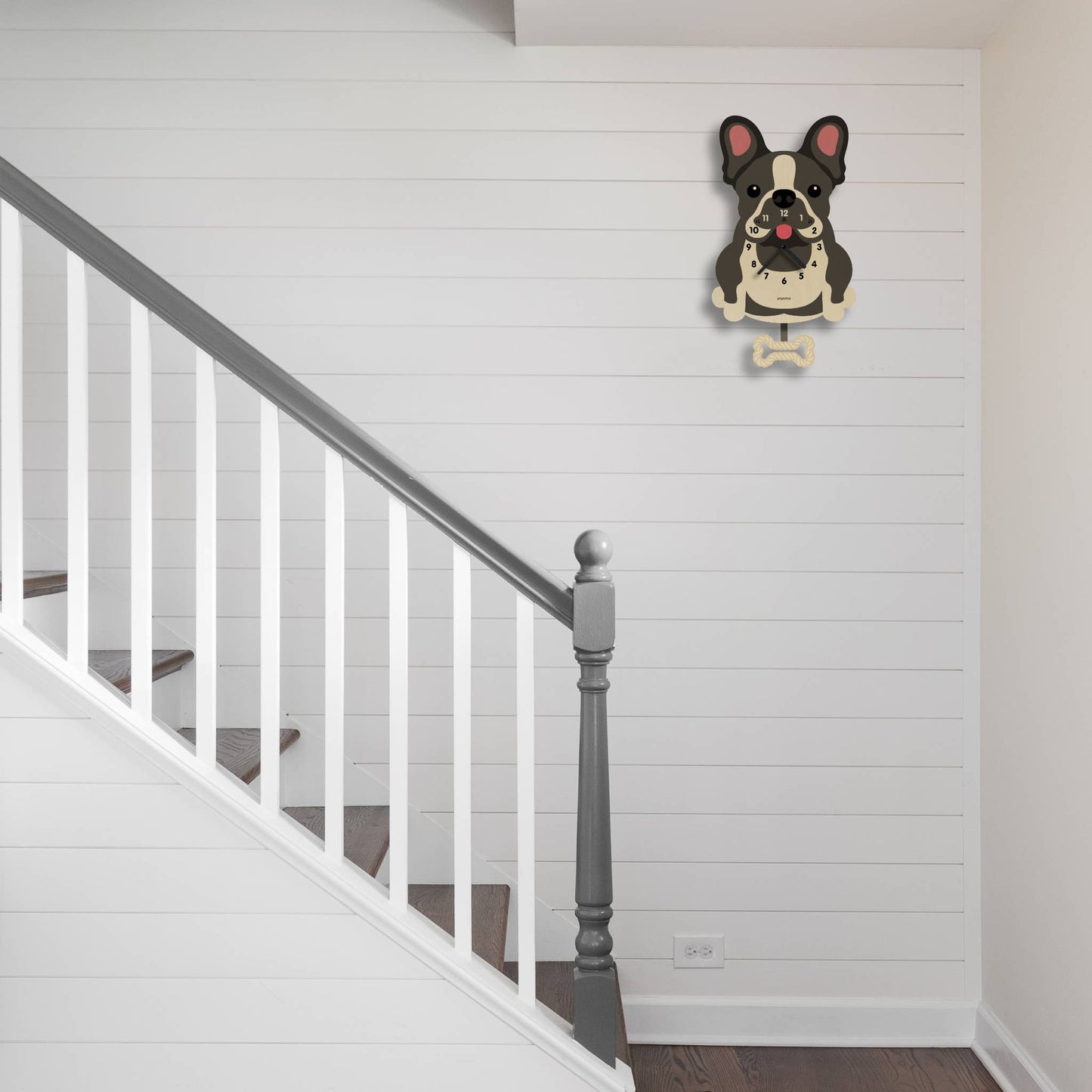French Bulldog Pendulum Clock - Wood