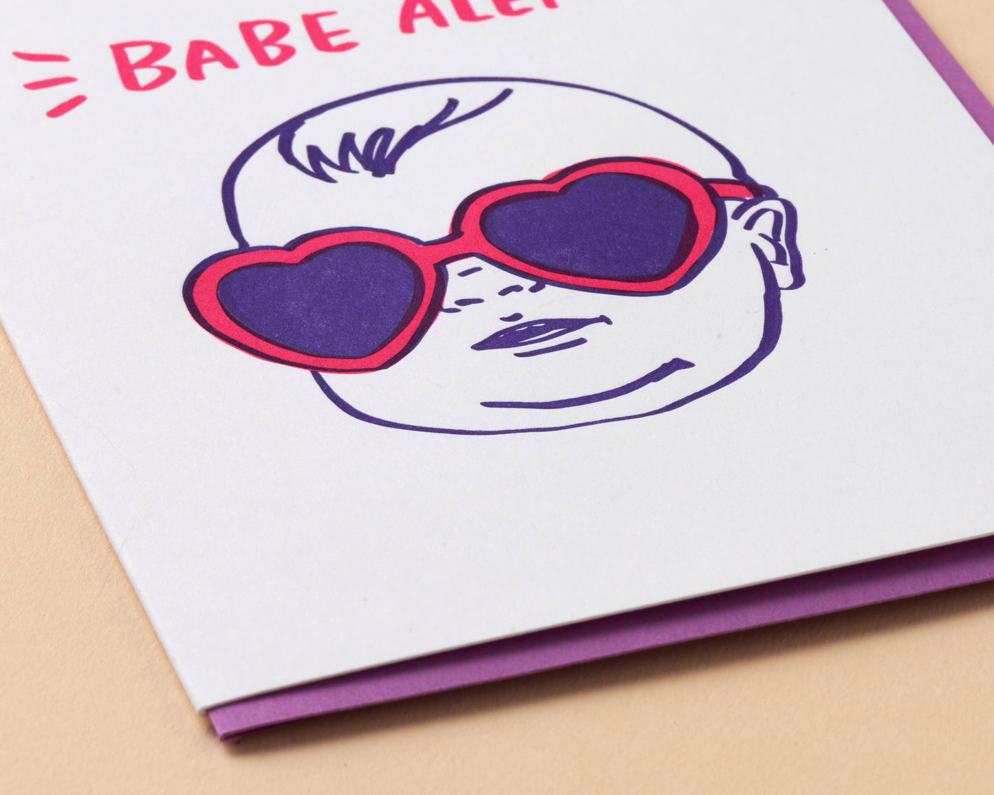 Letterpress New Baby Card—Babe Alert (Minimal, Cute)