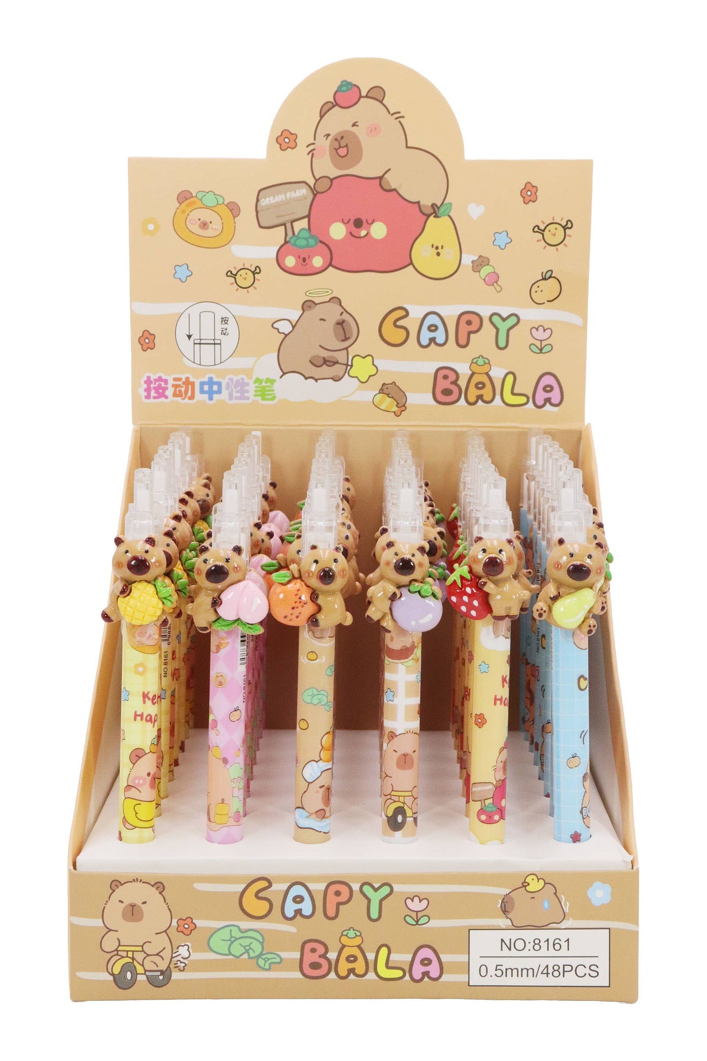Capybara Resin Charm Click Pen - 48 Pcs