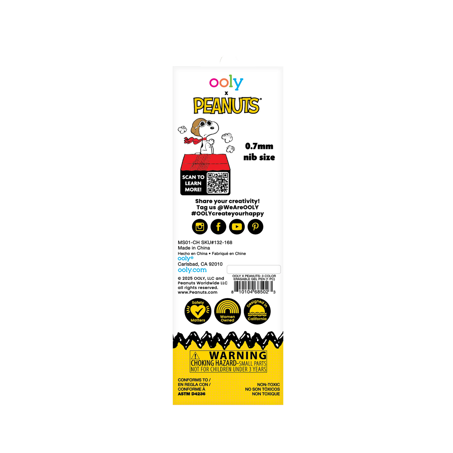 OOLY x Peanuts - 3 Color Erasable Gel Pen
