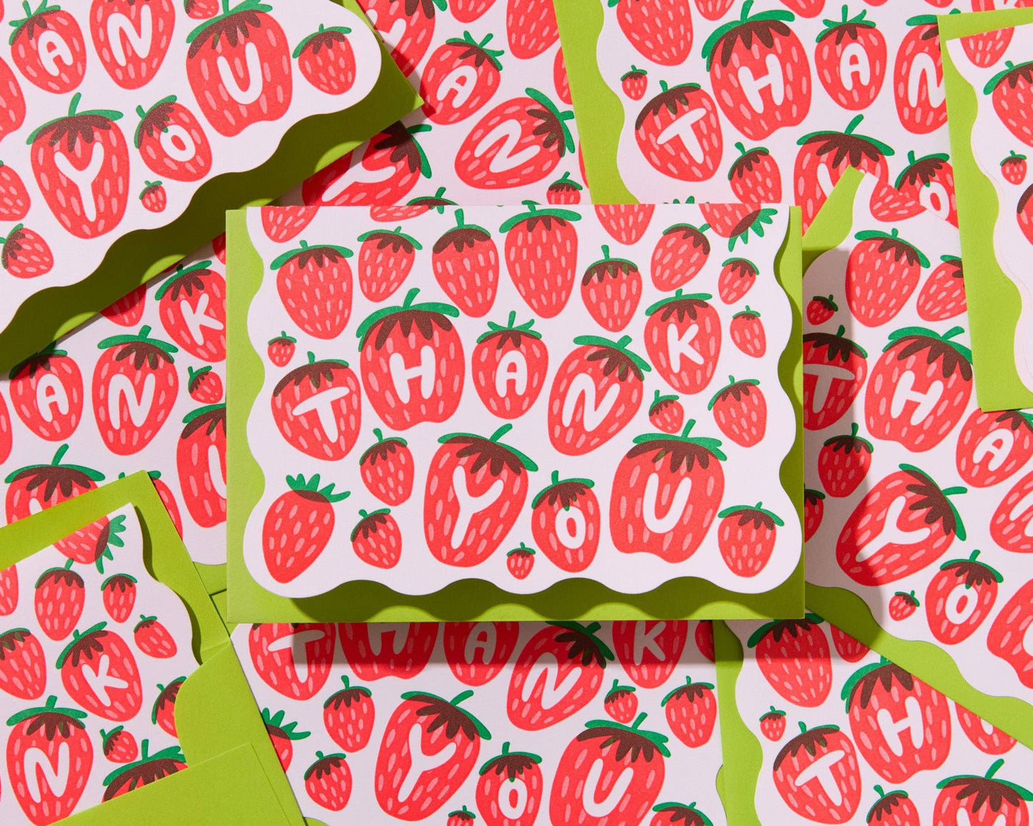Box Set—Colorful Letterpress Thank You Notecards—Strawberry