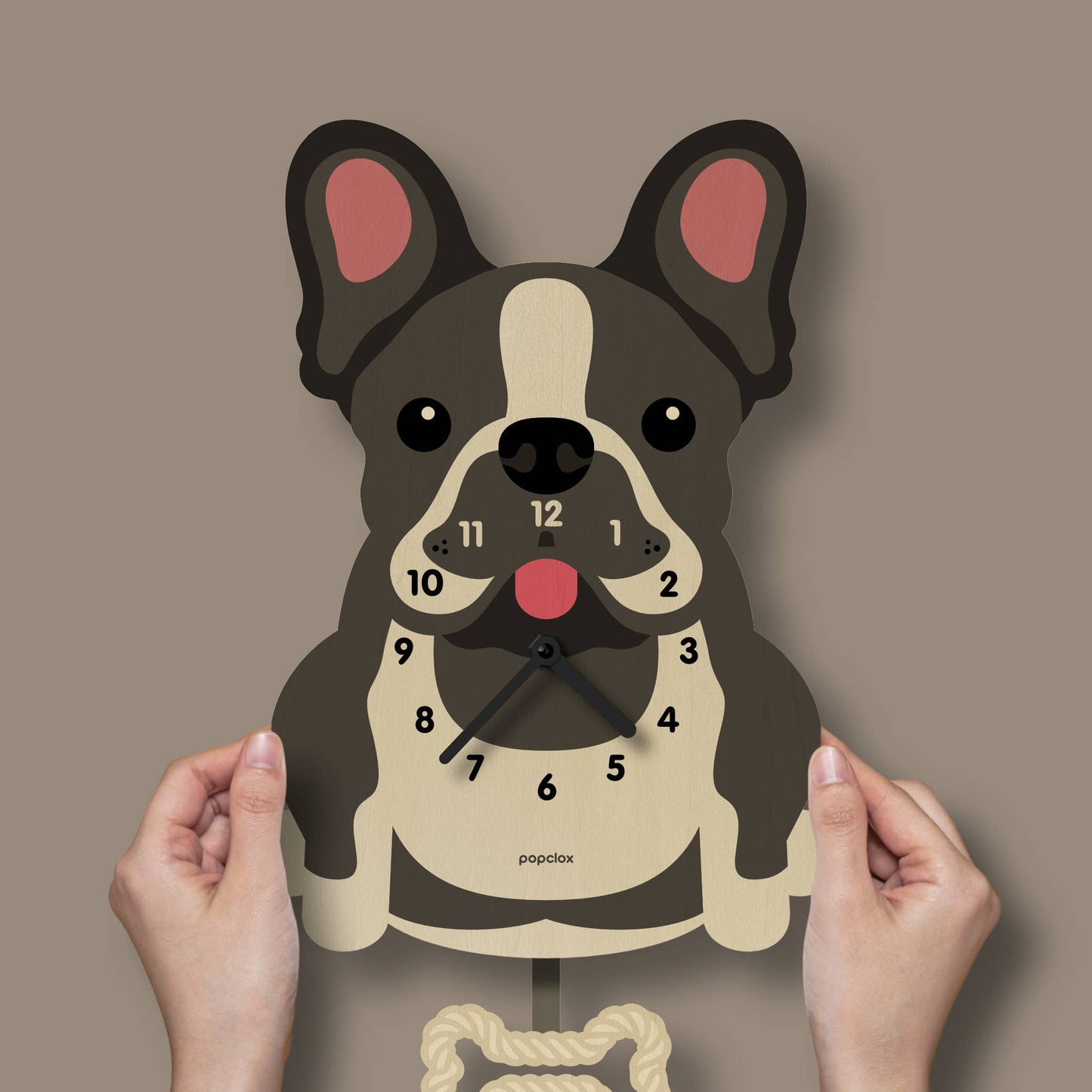 French Bulldog Pendulum Clock - Wood