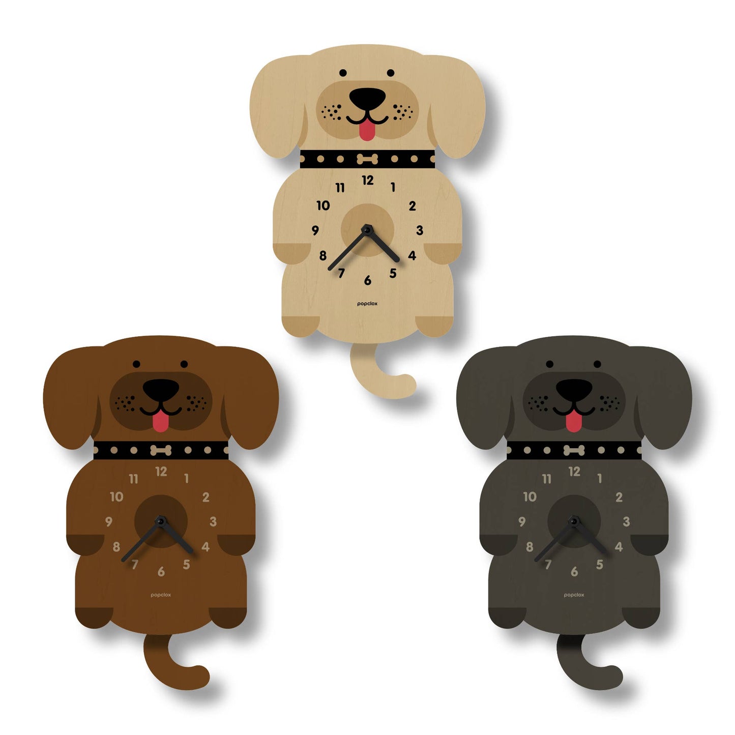 Puppy Pendulum Clock - Wood: Brown