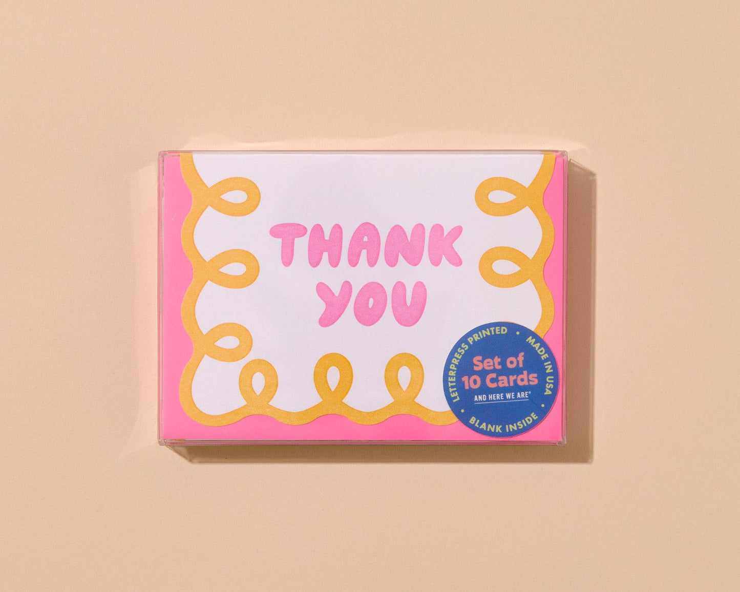 Box Set—Letterpress Scallop Thank You Notecard—Coquette Pink