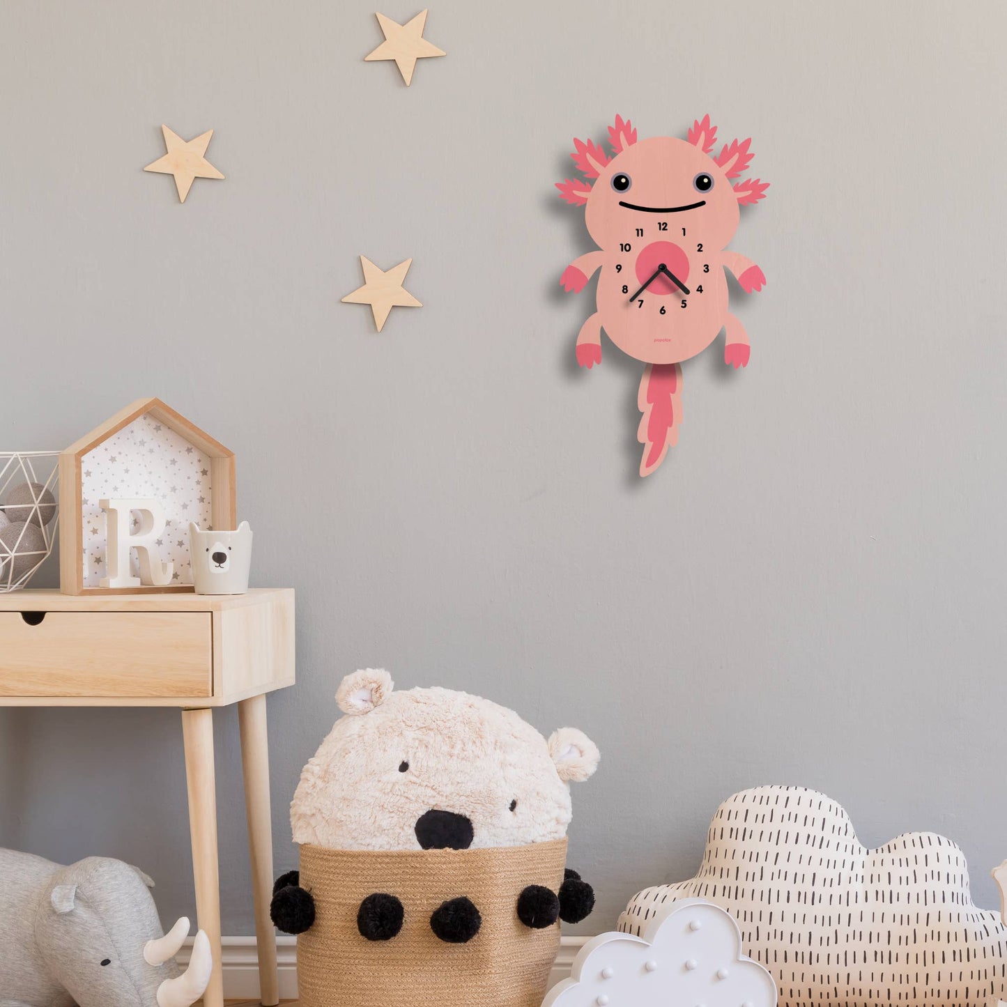 Axolotl Pendulum Clock - Wood